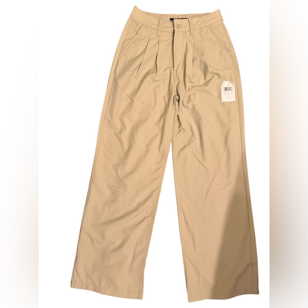 Vans Alder Relaxed Pleated Pants Womens 24 Khaki High Rise Wide Leg Trouser NWT
